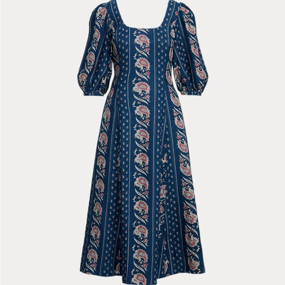 Ralph Lauren Polo Paisley Linen Midi Dress